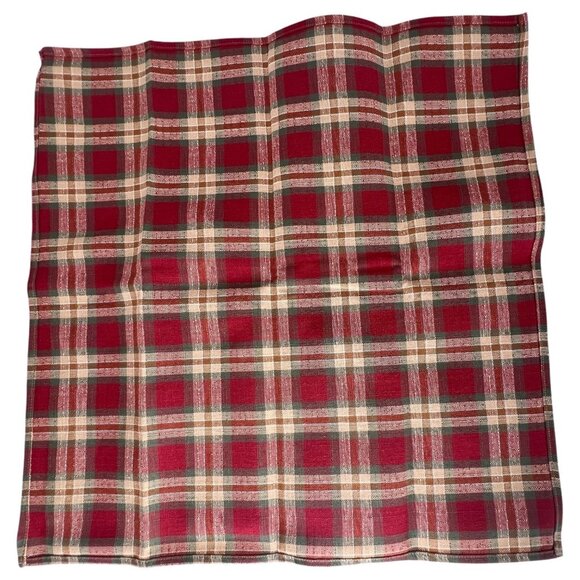 6 New Longaberger Orchard Park Plaid Napkins Set Square Cloth Fabric Accessories - Picture 9 of 9